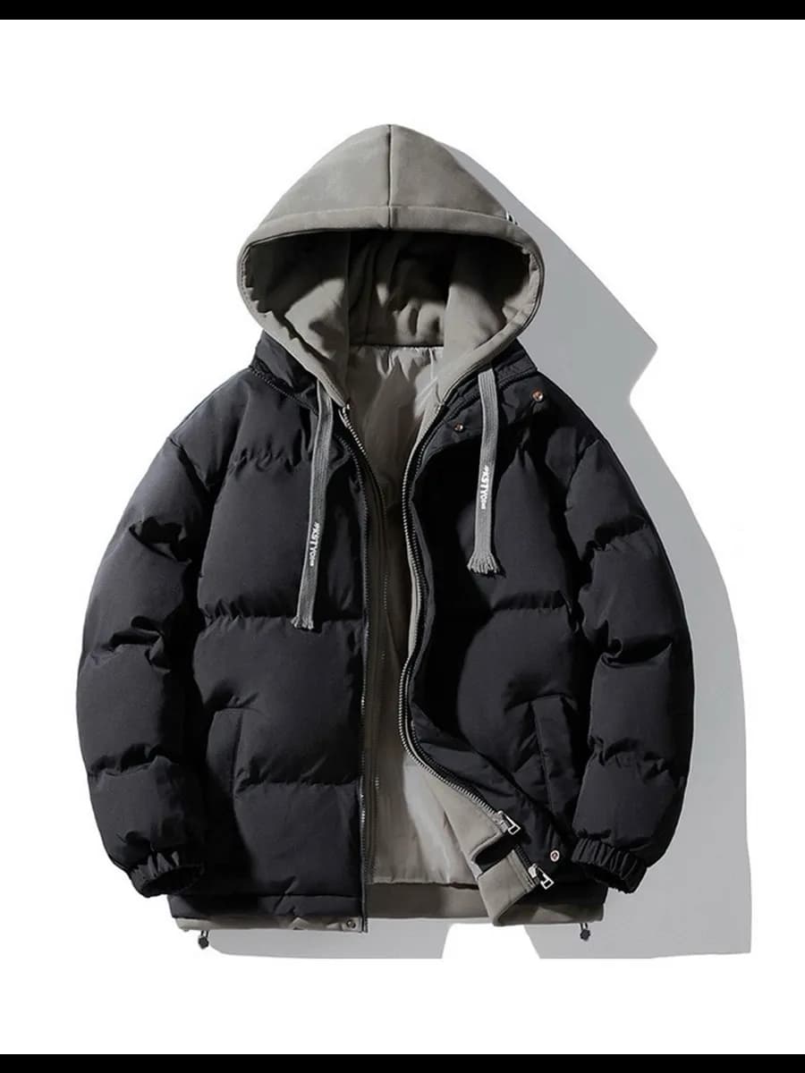 Куртка с тканевым капюшоном зимняя - фото 1