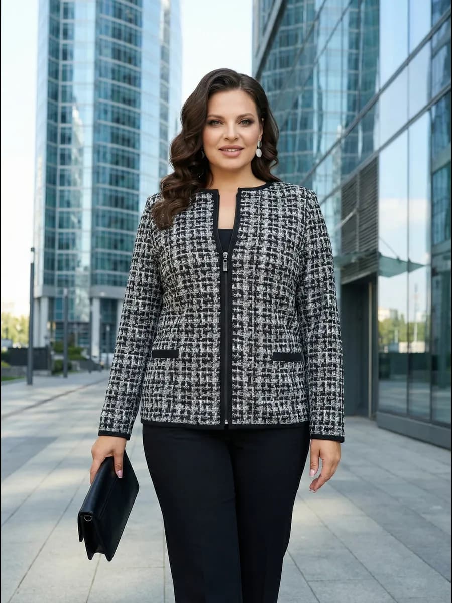 Жакет трикотажный приталенный пиджак шанель