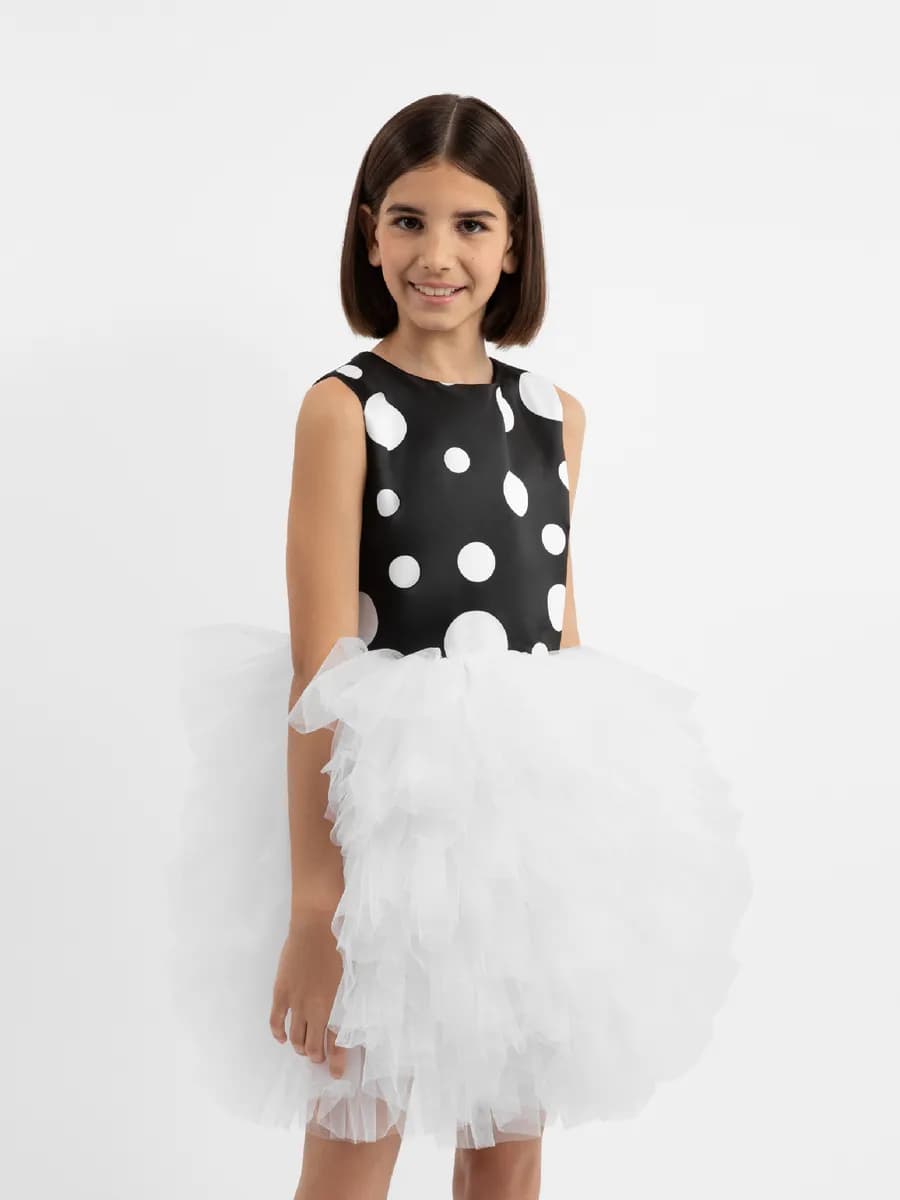 Платье нарядное в горох с пышной юбкой