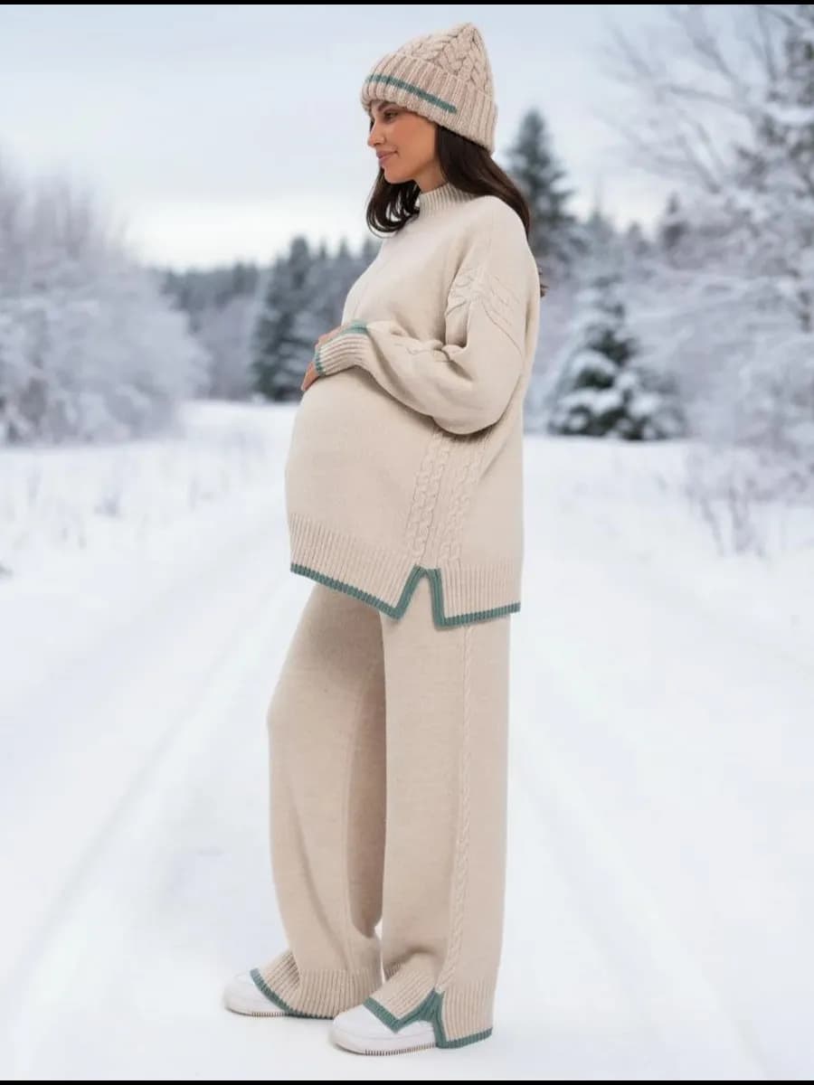 Костюм вязаный для беременных теплый оверсайз зима