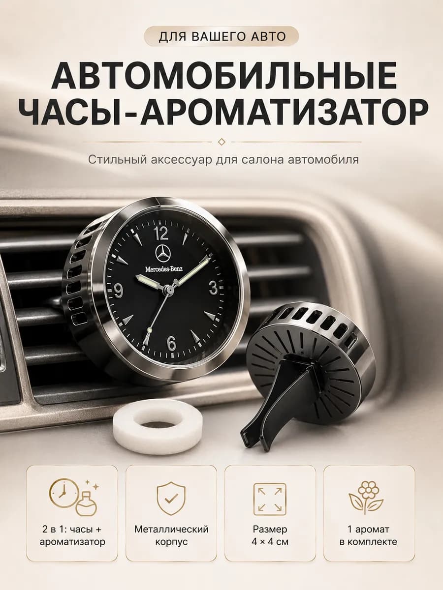 Ароматизатор часы на дефлектор в автомобиль Мерседес