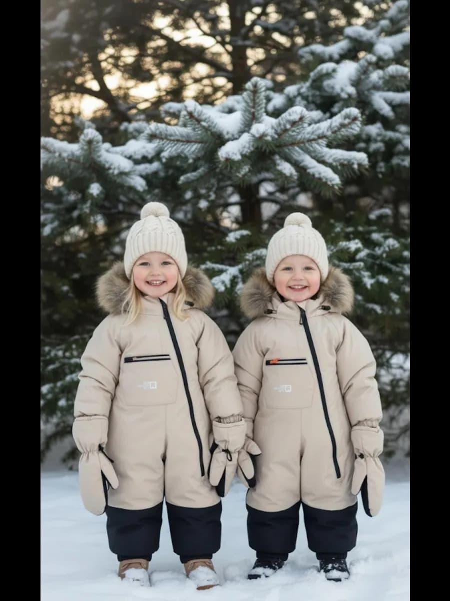 Зимний комбинезон мембрана теплый с меховым капюшоном