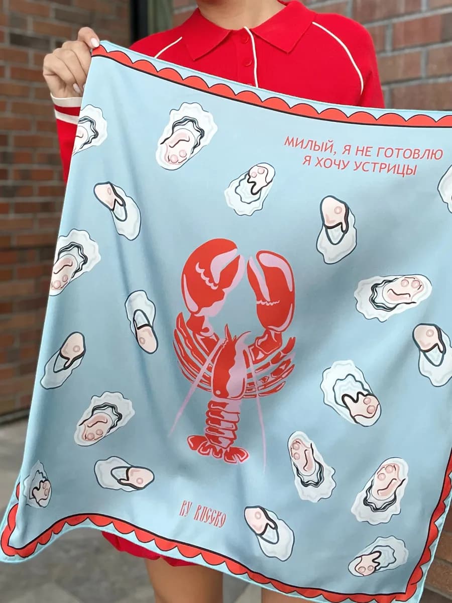 Платок косынка лобстер и устрицы