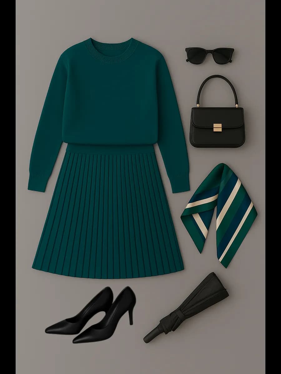 Костюм с юбкой плиссе весенняя