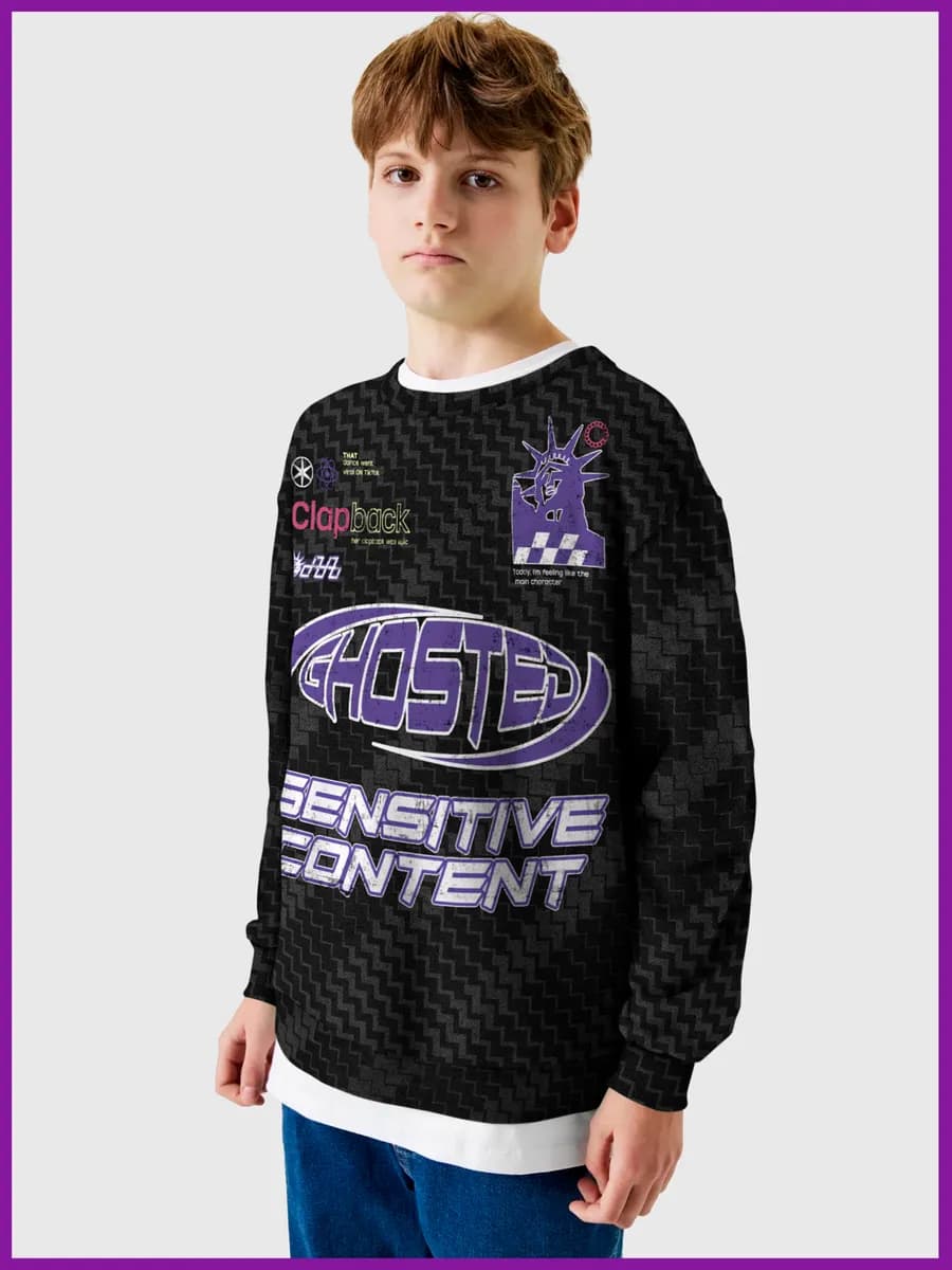 Свитшот оверсайз с ярким принтом лонгслив