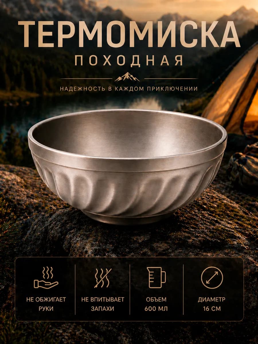 Туристическая походная термомиска изотермическая 16 см