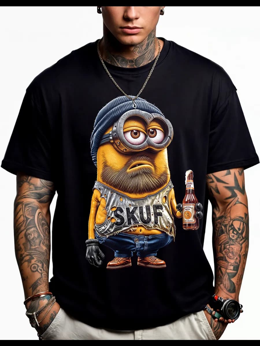 Футболка со светящимся принтом миньон Скуф