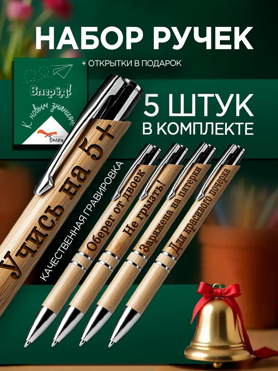 Ручки подарочные на 1 сентября школьнику 5 шт