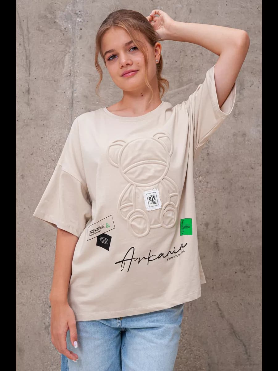 Футболка подростковая с принтом оверсайз