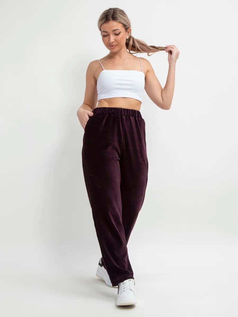 Домашние брюки бананы свободные теплые