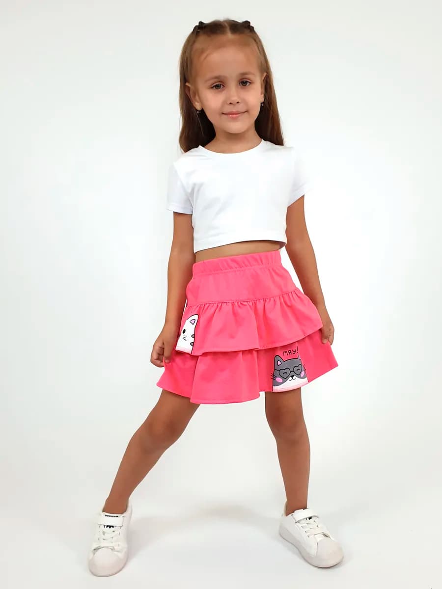 Юбка трикотажная с воланами в садик для детей - фото 1