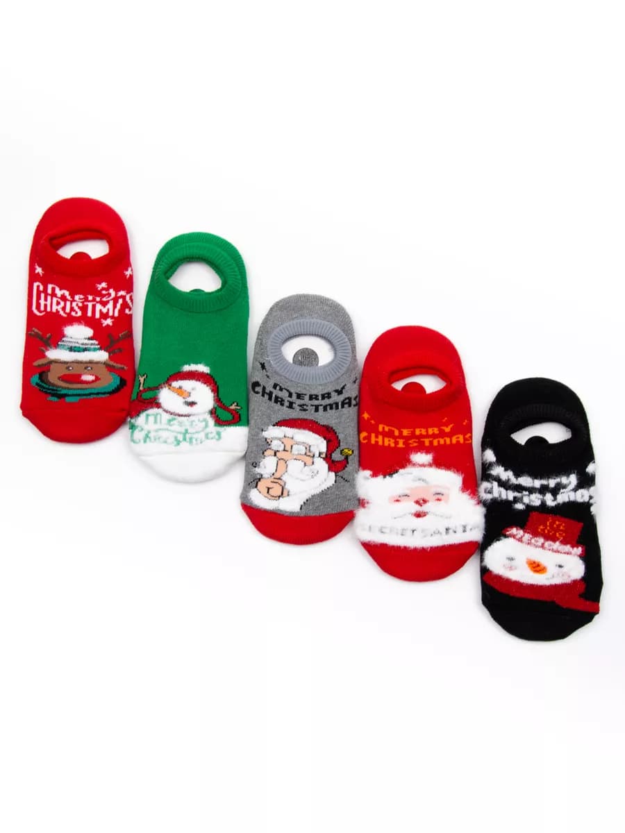 Набор новогодних махровых подследников 5 пар