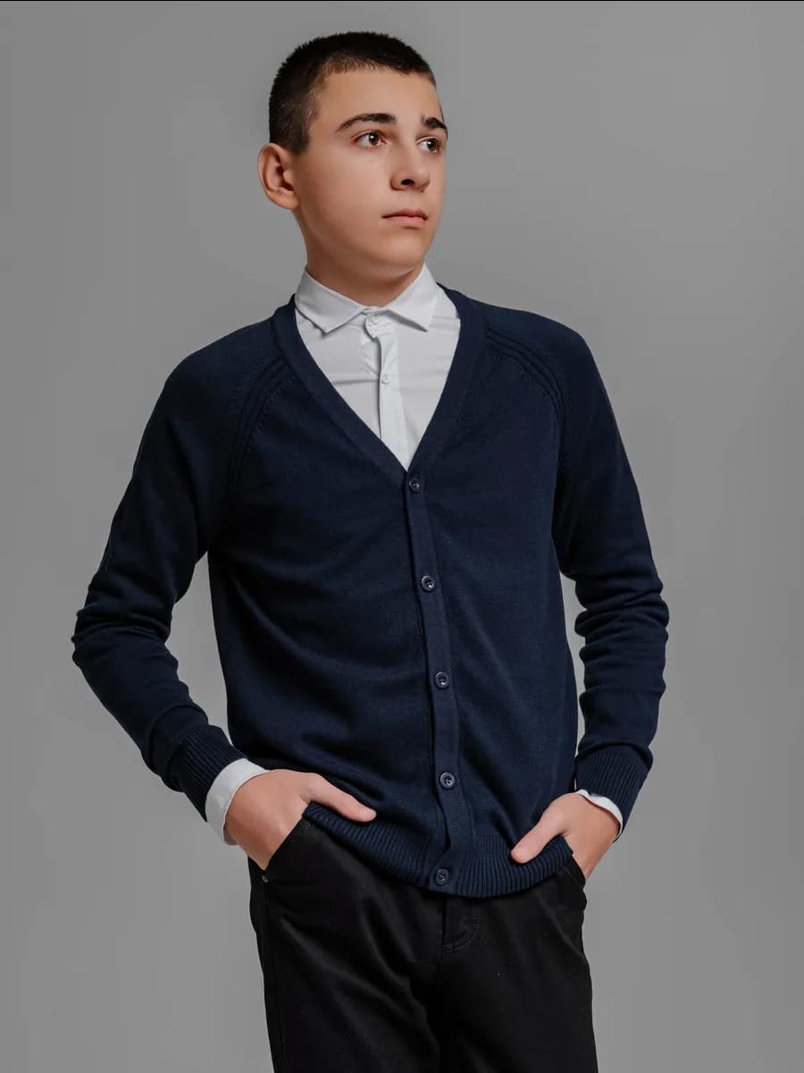 Кардиган трикотажный вязаный в школу для детей