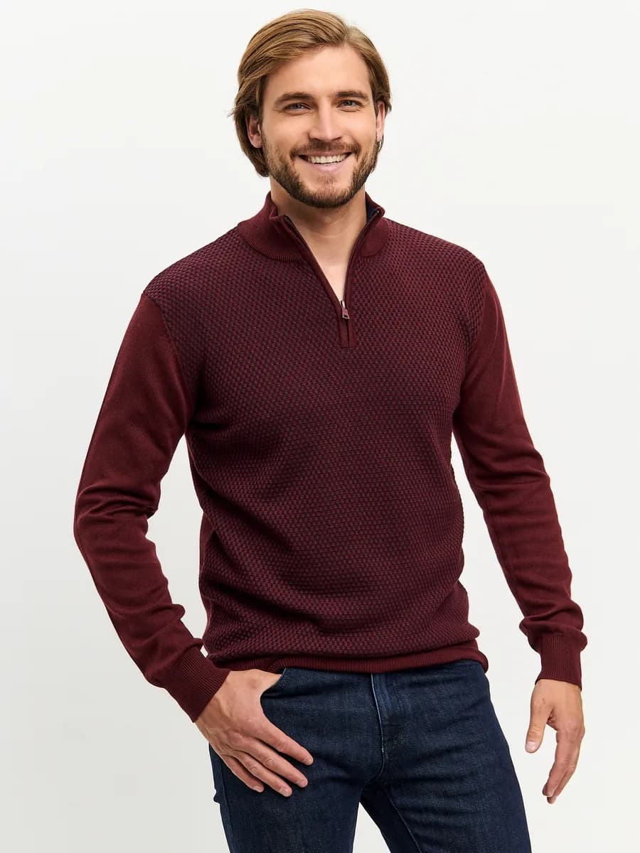 Джемпер на молнии классический с воротником больших размеров