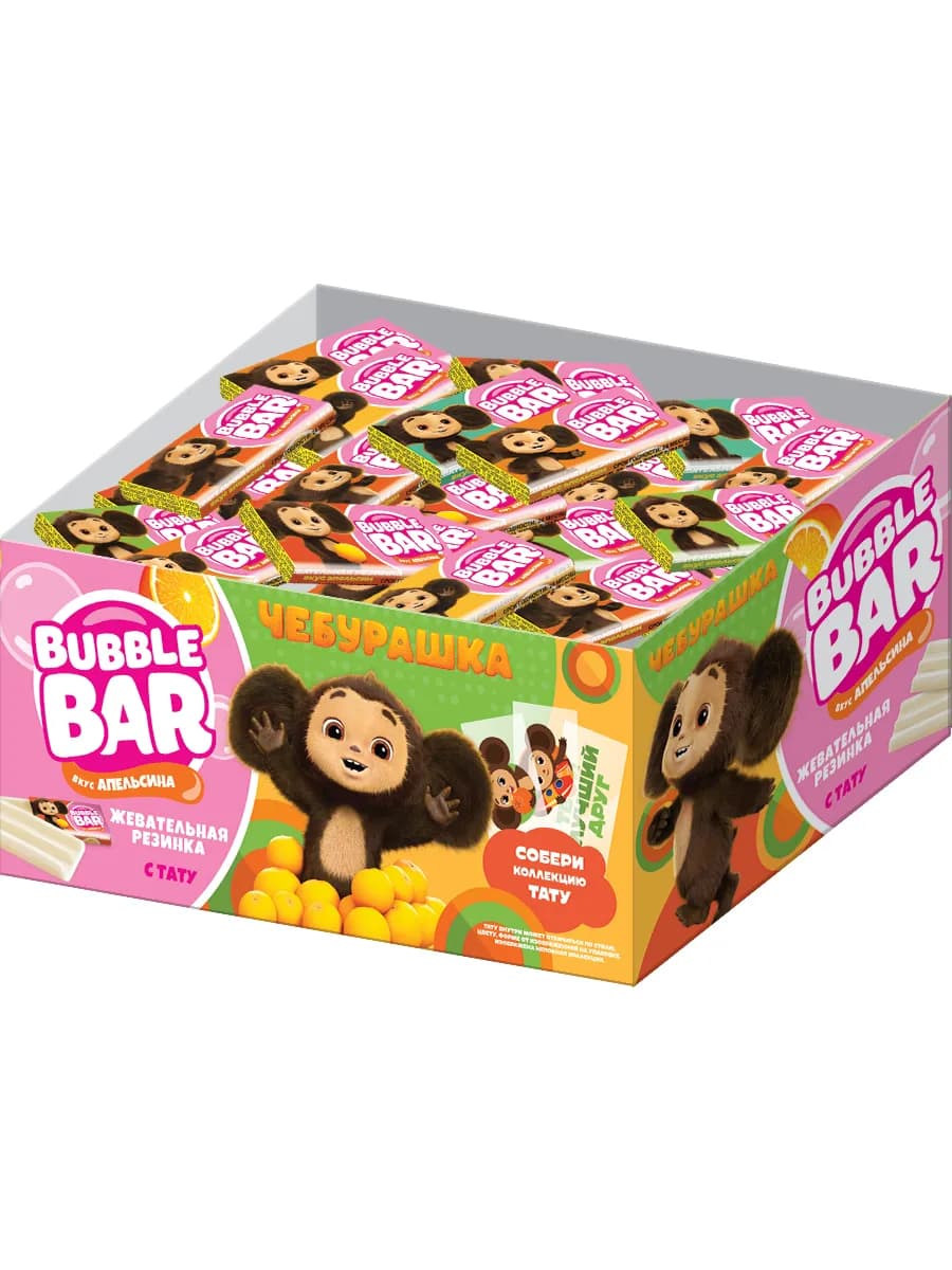 Жевательная резинка Чебурашка с тату, 100 шт по 2,5г