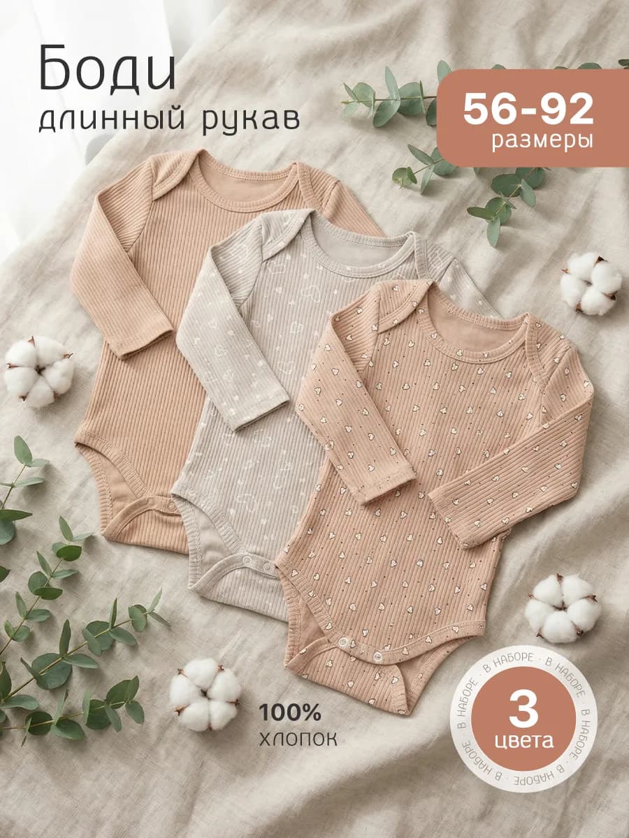 Боди для новорожденных с длинным рукавом