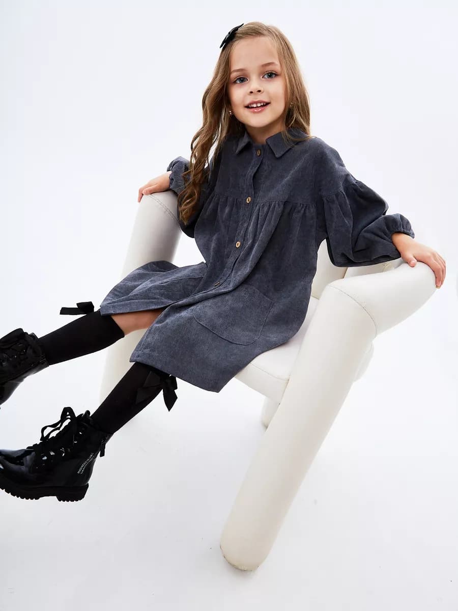 Платье в садик для девочки с длинным рукавом - фото 1