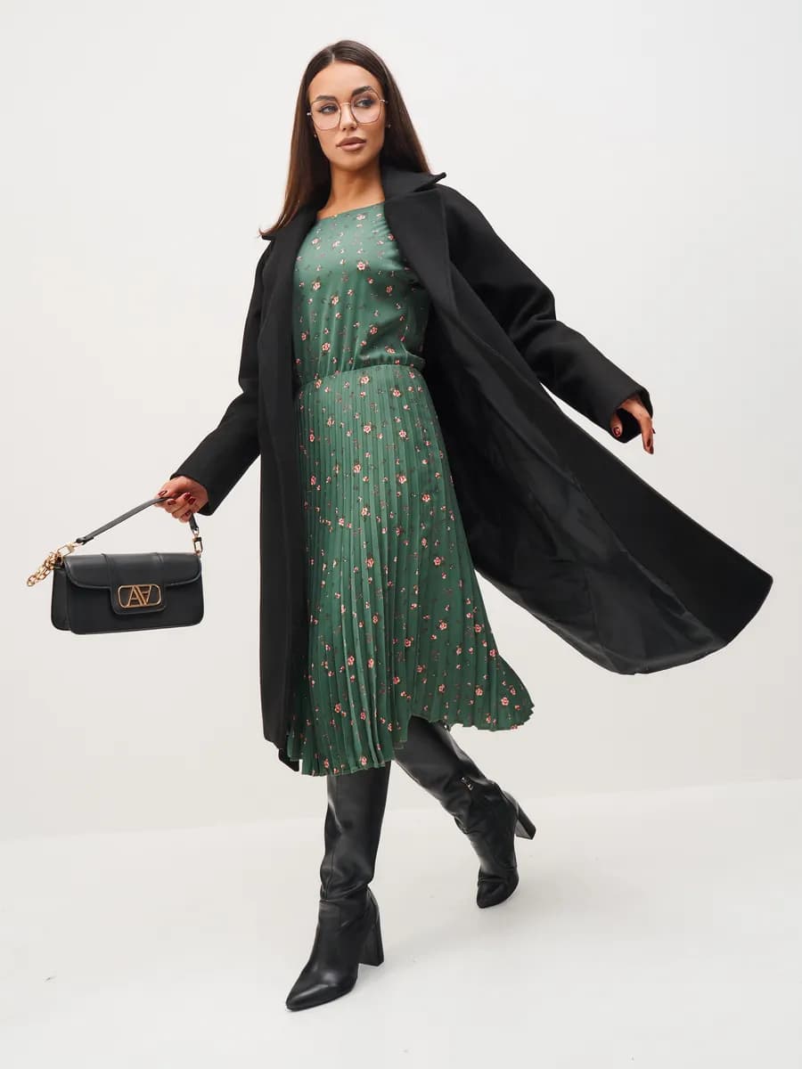 Платье летнее плиссе в цветочек праздничное