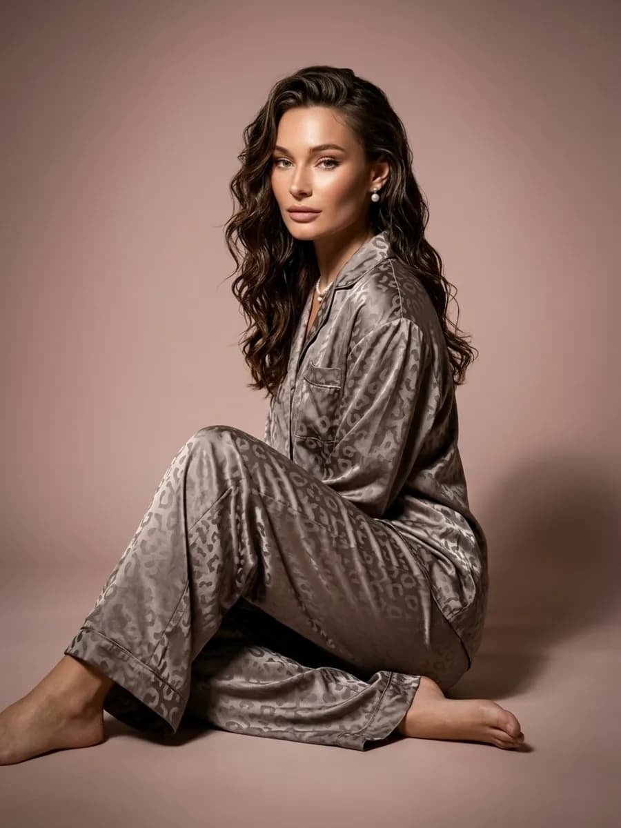 Пижама шелковая с широкими штанами для дома