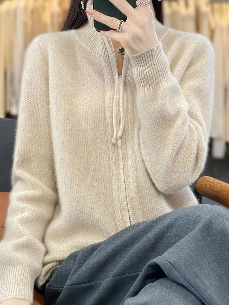 Вязаный кардиган на молнии жакет оверсайз