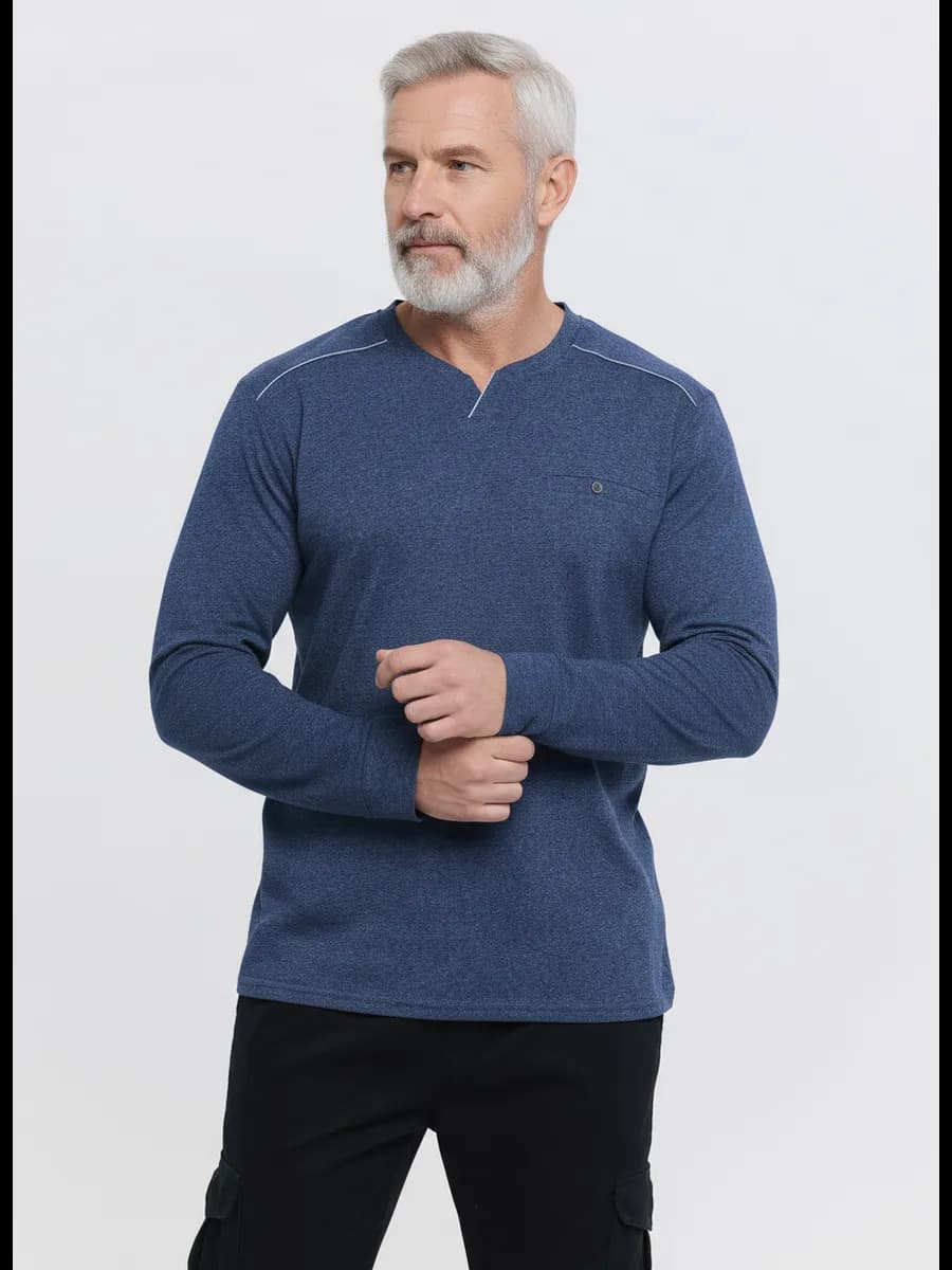 Лонгслив синий оверсайз свитшот футболка с длинными рукавами - фото 1