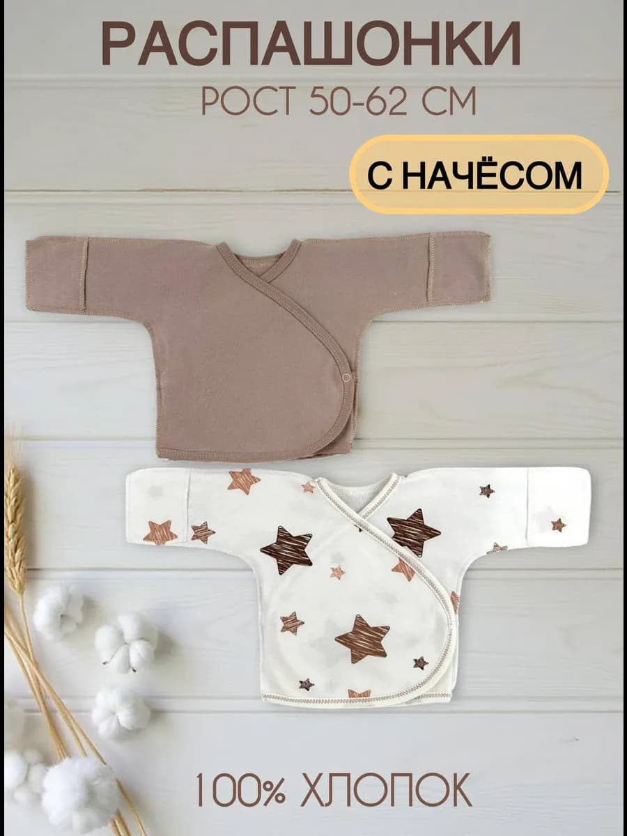 Распашонки для новорожденных с начесом набор 2 шт