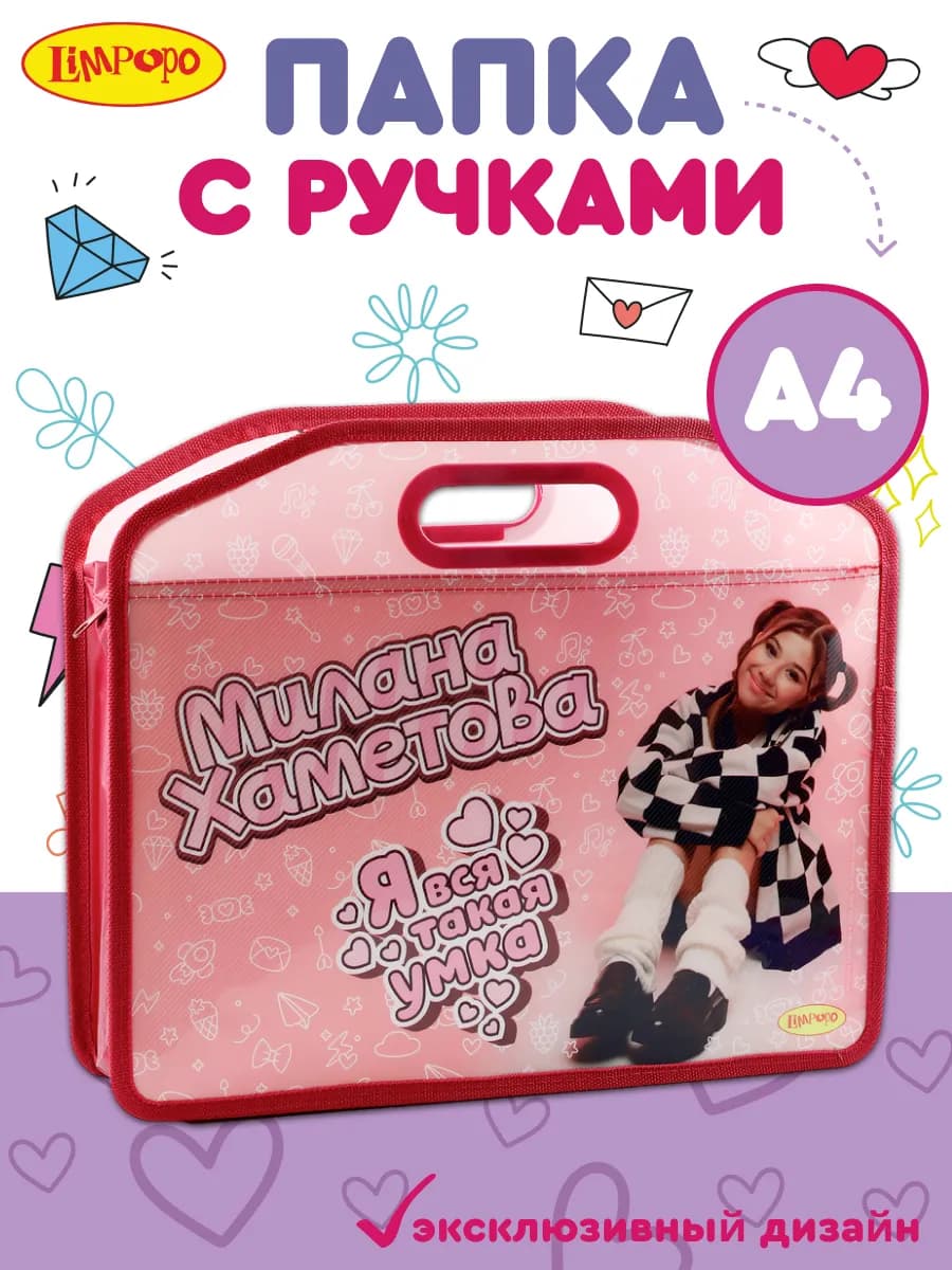 Папка для девочек для труда школьная А4 на молнии