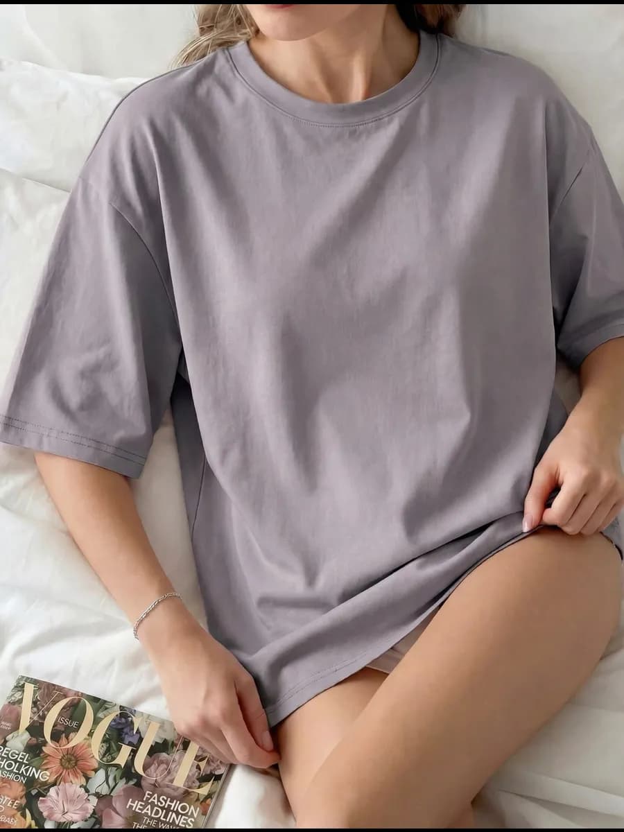 Футболка оверсайз хлопок однотонная серая
