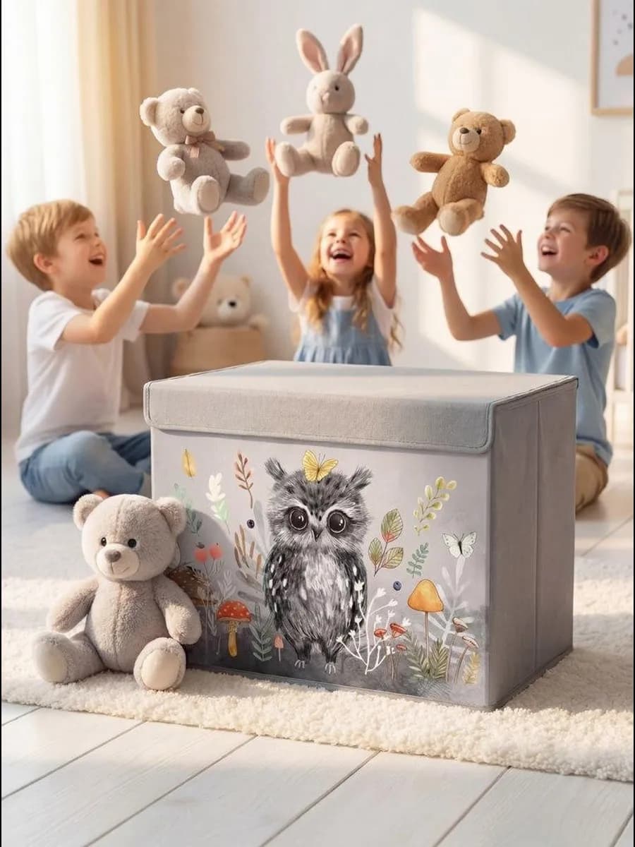 Корзина для игрушек большая с крышкой