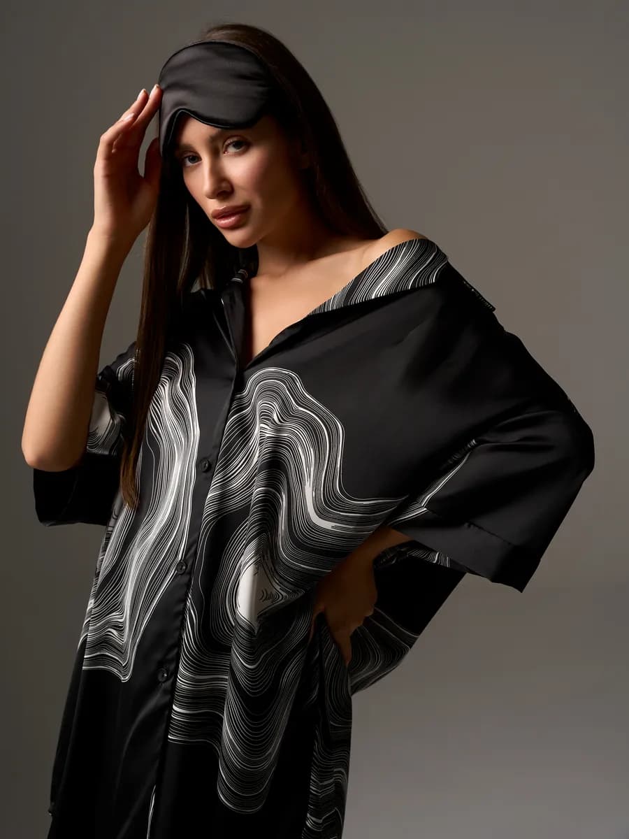 Пижама платье рубашка шелковая одежда для дома и сна