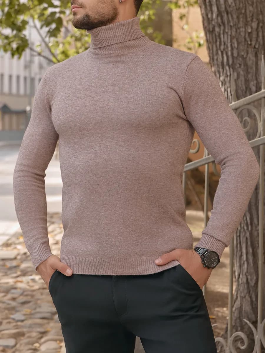 Теплая водолазка с длинным горлом