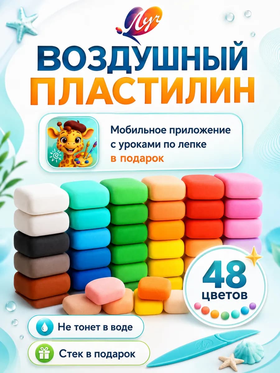 Воздушный пластилин набор 48 цветов
