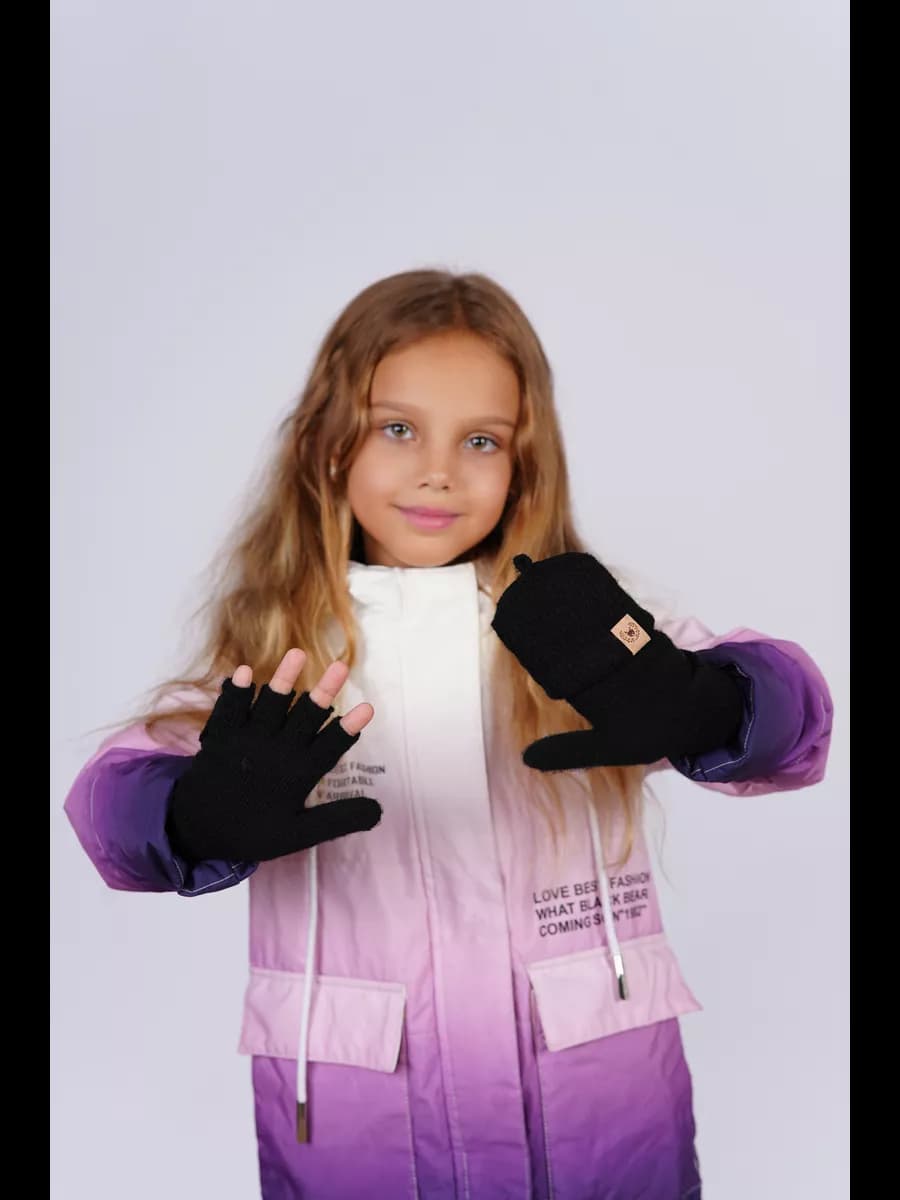 перчатки-варежки детские без пальцев, женские, митенки