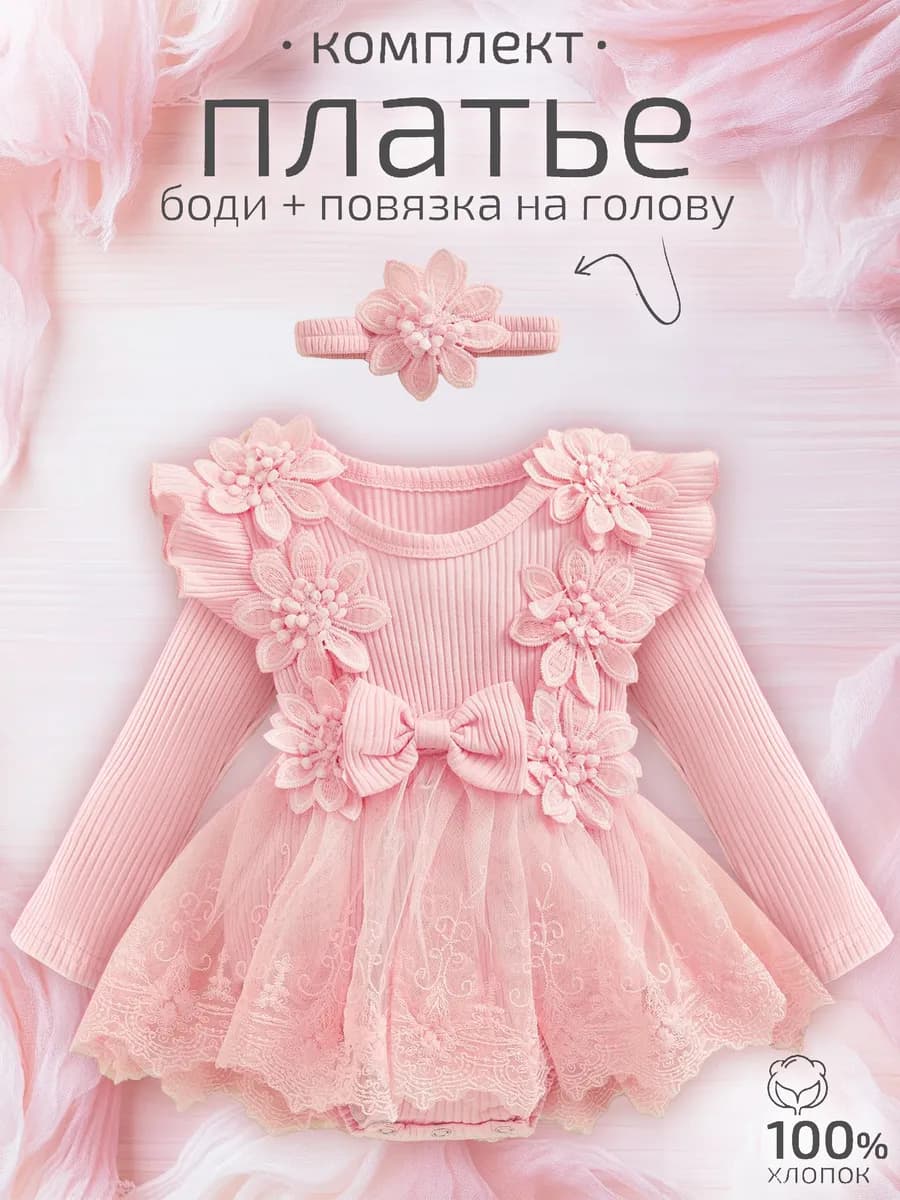 Платье боди для новорожденных на годик