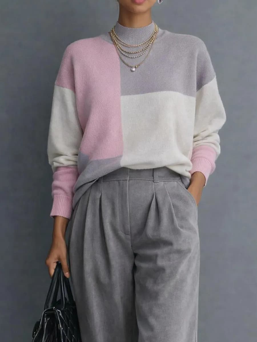 Вязаный джемпер с горлом теплый оверсайз свитер