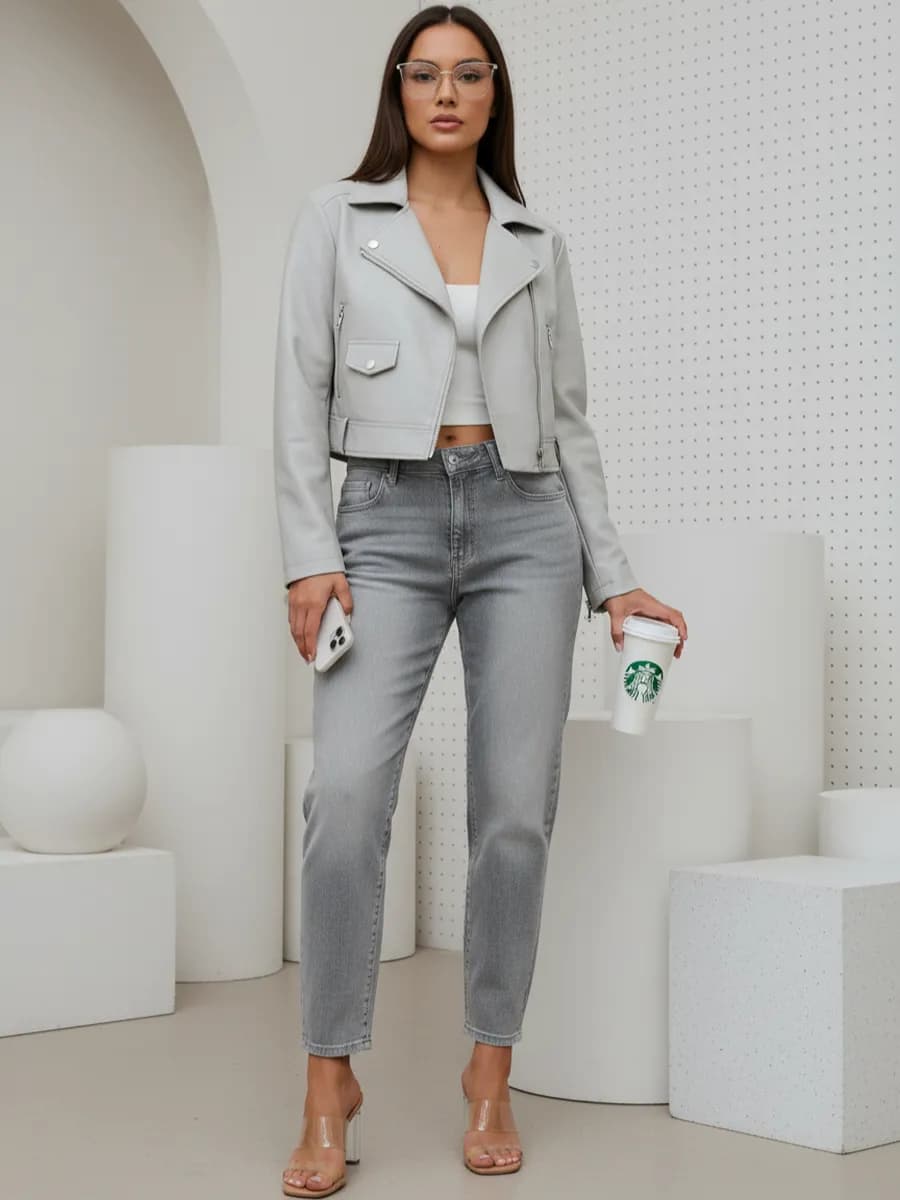 Джинсы мом с высокой посадкой