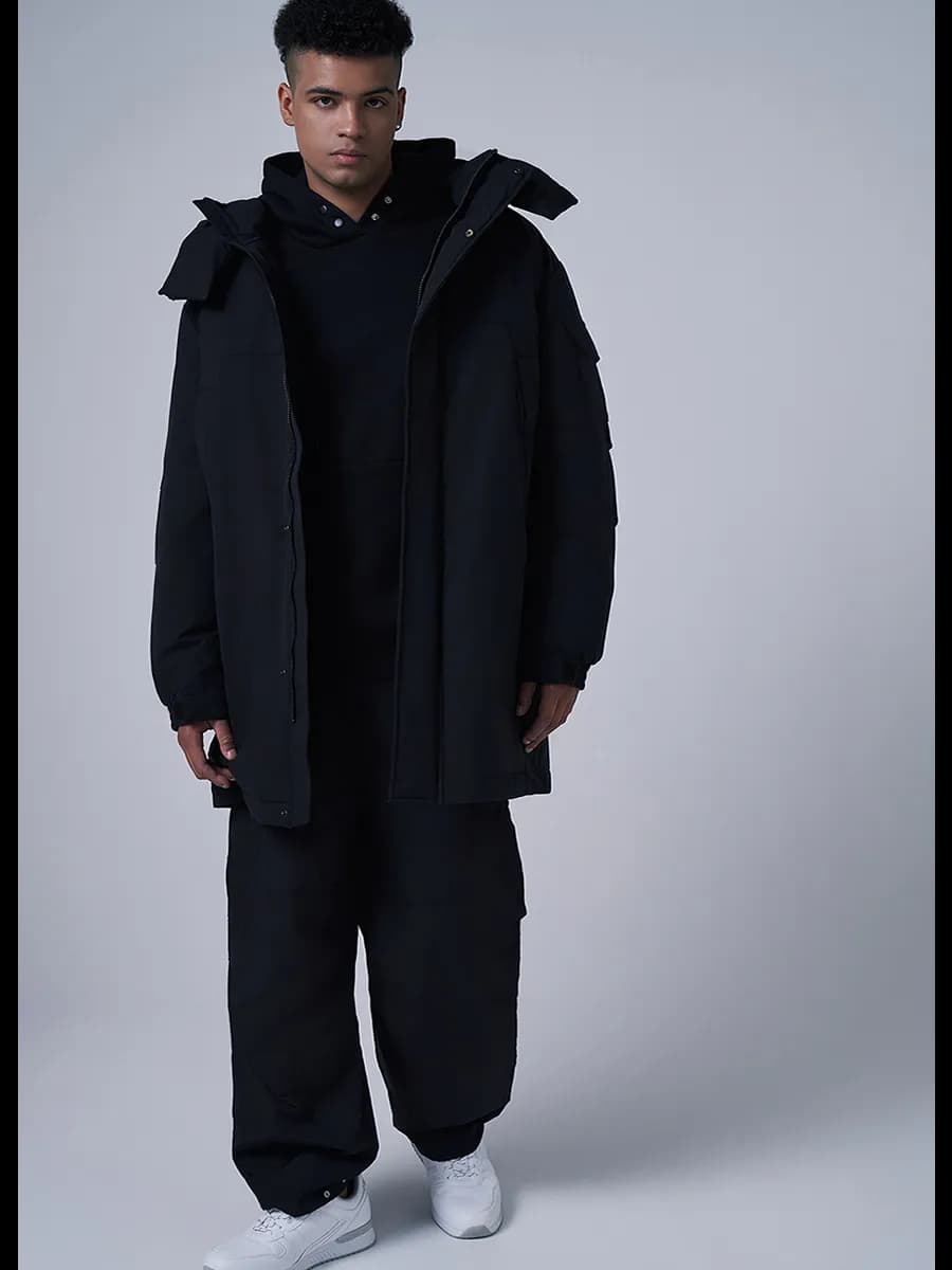 Куртка пуховик зимний удлиненный с капюшоном