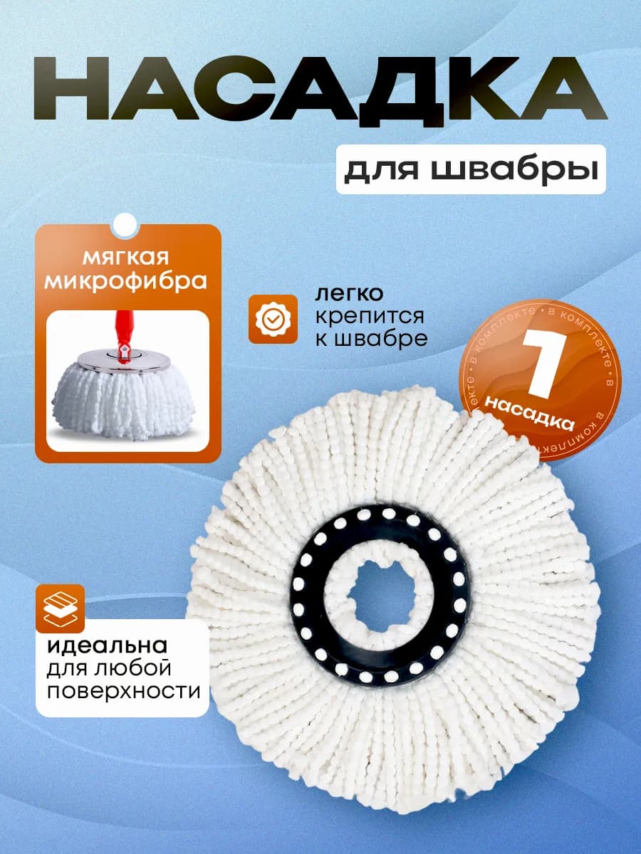 Сменная насадка для круглой швабры из микрофибры