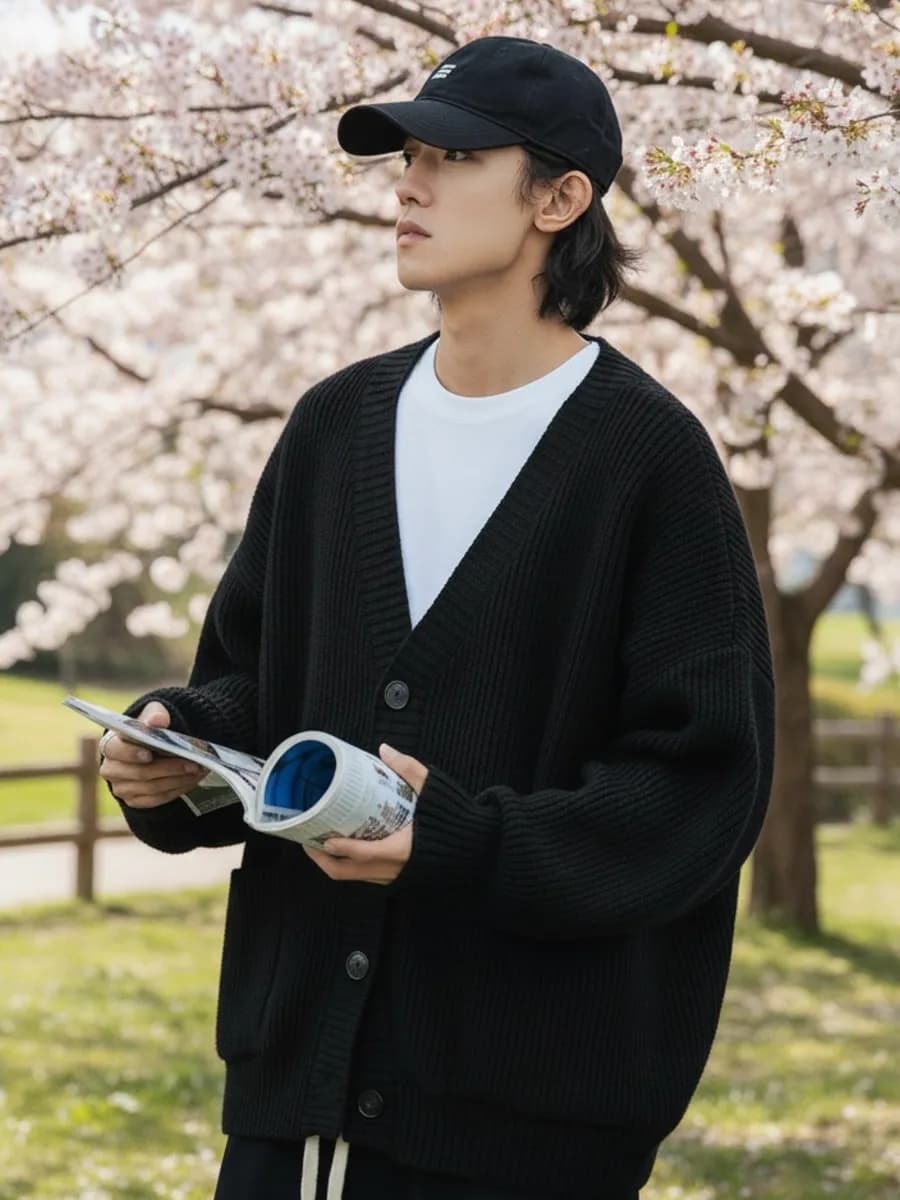 Кардиган вязаный на пуговицах оверсайз Y2K