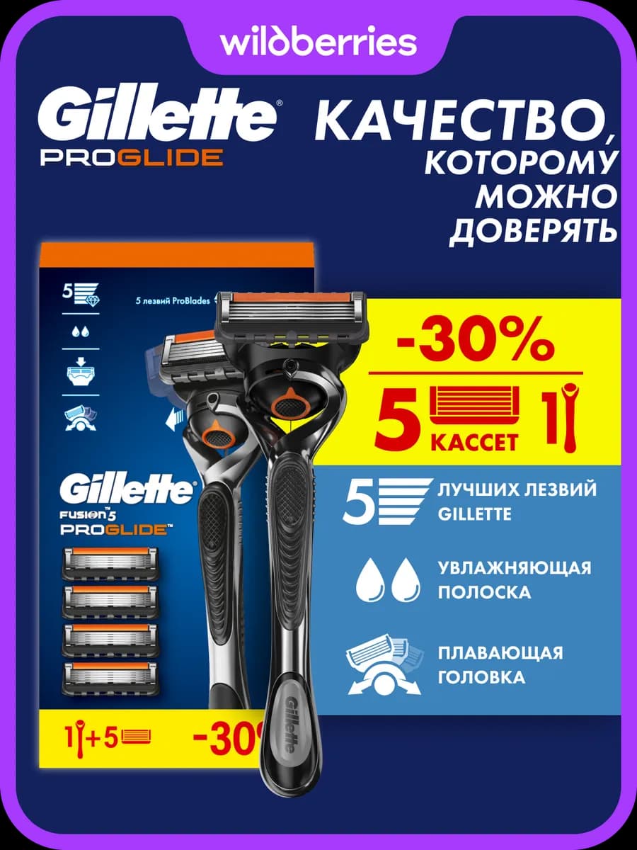 Бритва мужская станок 5 кассет 5 лезвий Fusion 5 Proglide