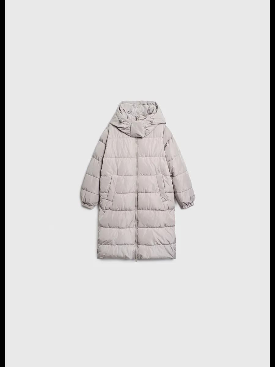 Пальто пуховик зимний длинный для подростка с капюшоном - фото 1