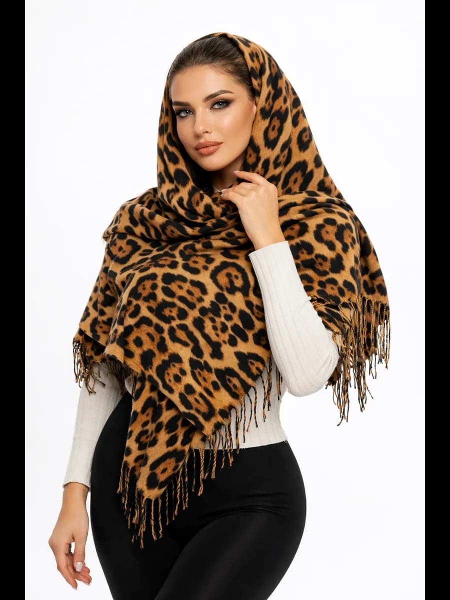 Шарф женский леопардовый кашемир