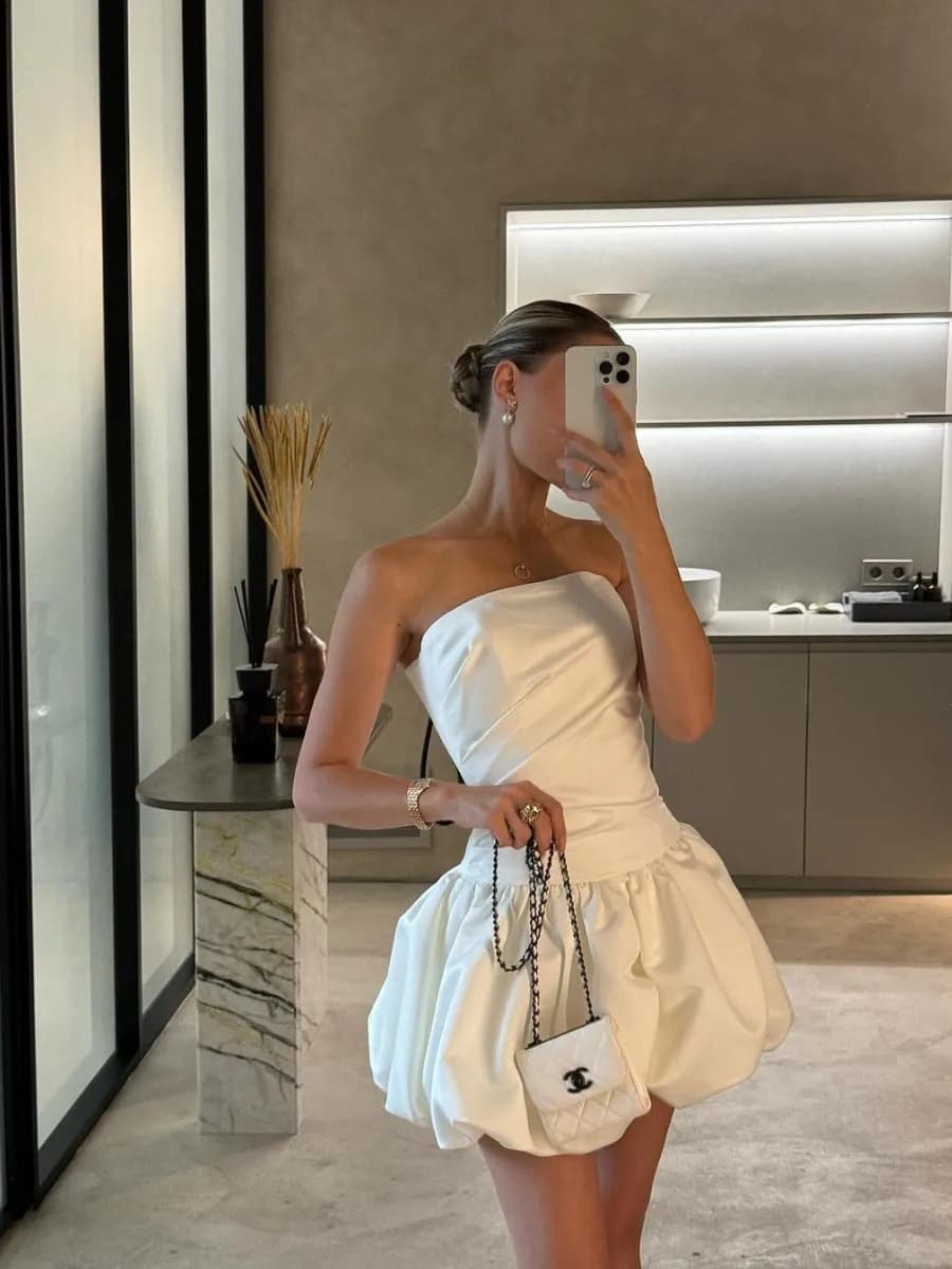 белое вечерное платье-корсет - фото 1