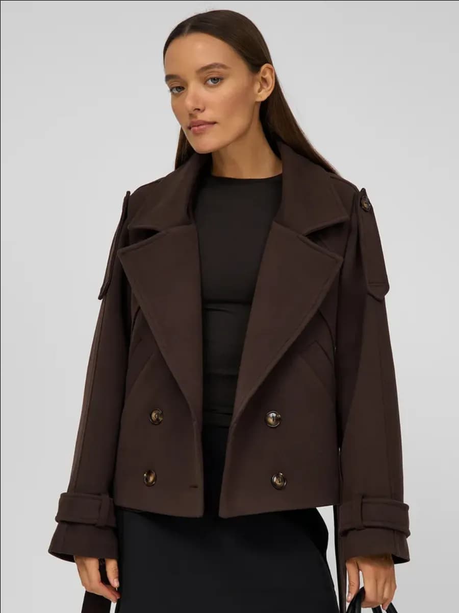 Пальто косуха короткое демисезонное оверсайз