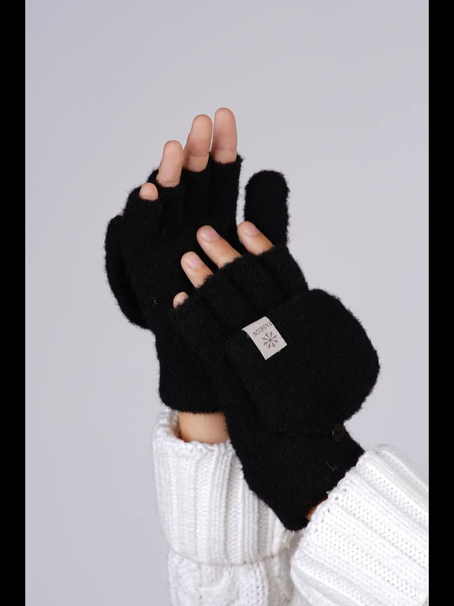 перчатки-варежки детские без пальцев, женские, митенки