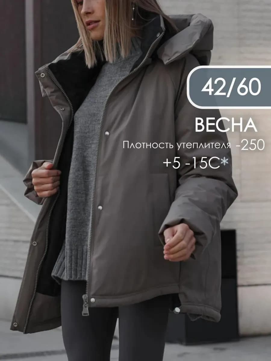 Удлиненная куртка оверсайз и парка с капюшоном весна и зима