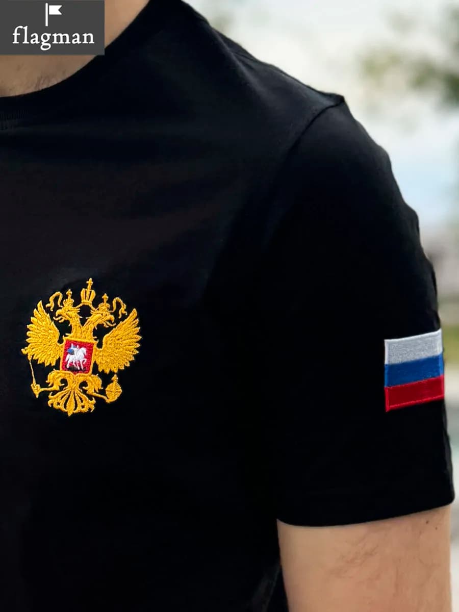 Футболка с Гербом России вышивка