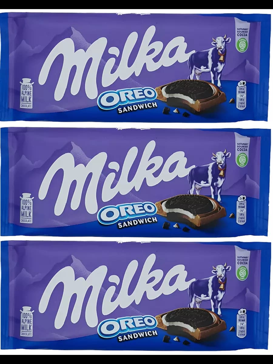 Милка с печеньем орео Oreo sandwich 3шт по 92г