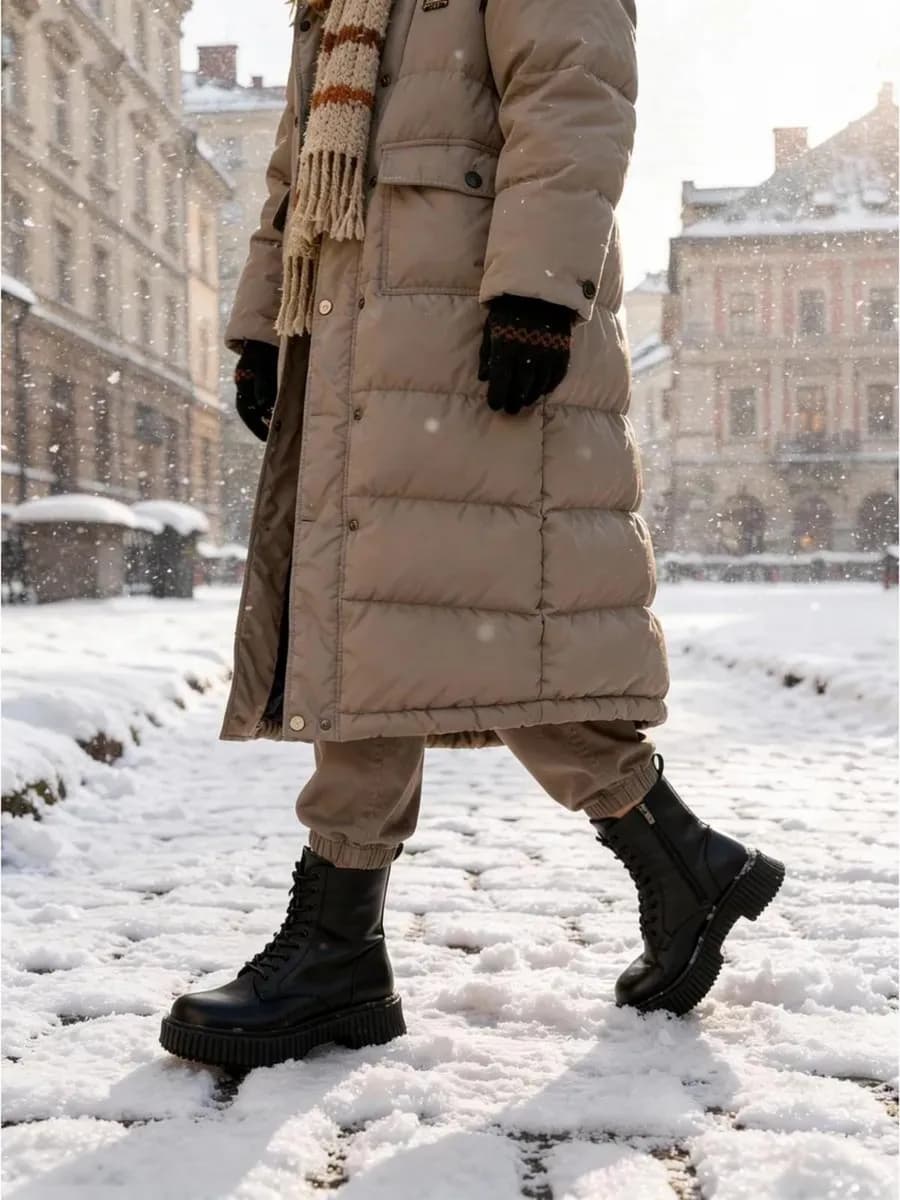 Зимние ботинки берцы с натуральным мехом и шнуровкой