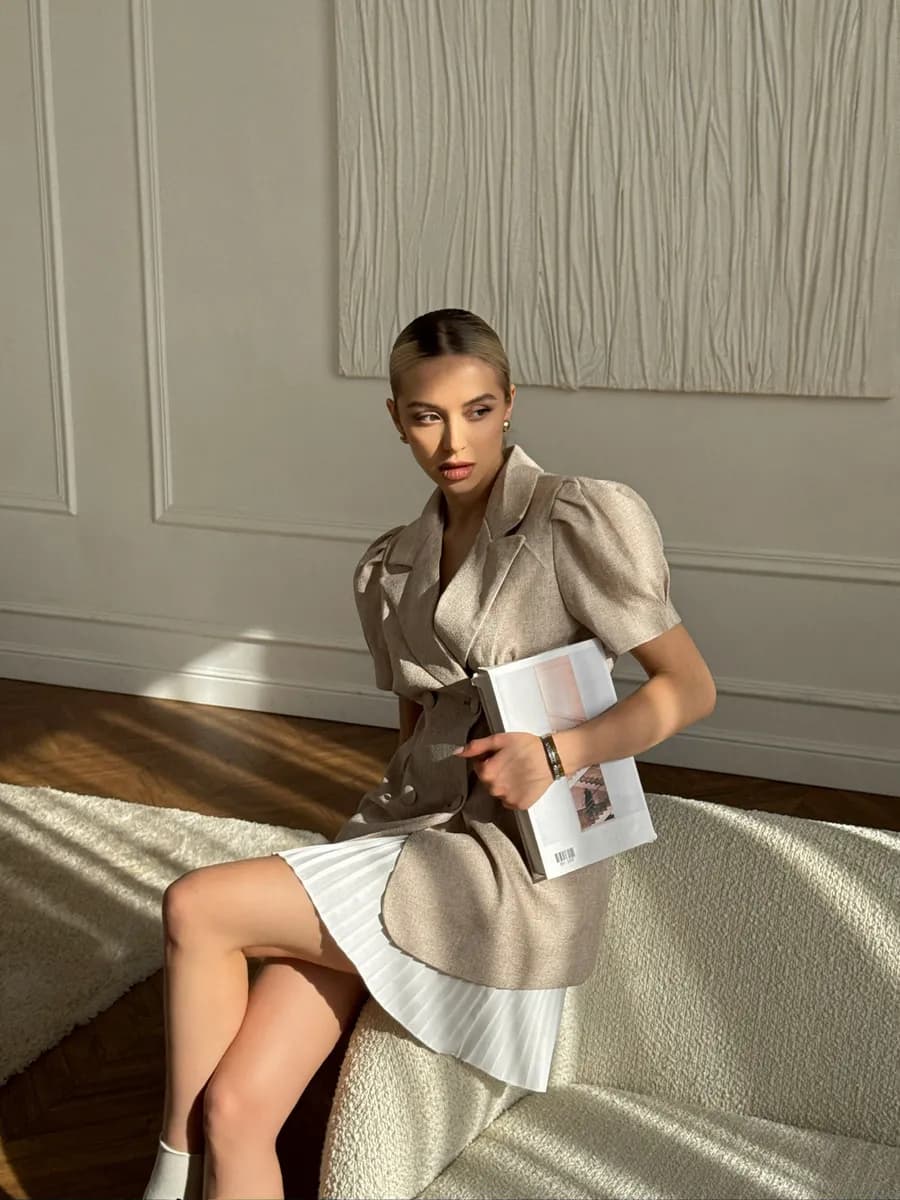 Платье пиджак из твида офисное